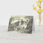 Alte Mühle und Wasserstraße Geburtstagskarte Karte (Gelbe Blume)