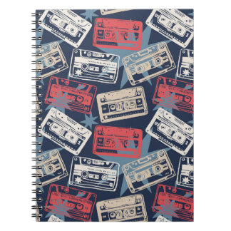 Alte Musik-Kassetten Nahtloser Vintage-Stil Notizblock