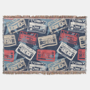 Alte Musik-Kassetten Nahtloses Vintage-Muster Decke