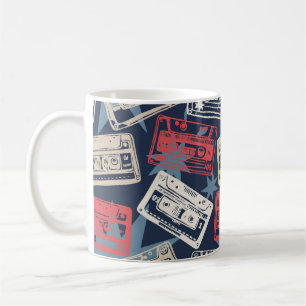 Alte Musik-Kassetten Nahtloses Vintage-Muster Kaffeetasse