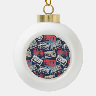 Alte Musik-Kassetten Nahtloses Vintage-Muster Keramik Kugel-Ornament