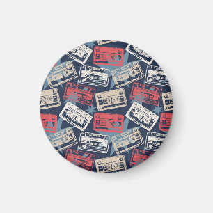 Alte Musik-Kassetten Nahtloses Vintage-Muster Magnet