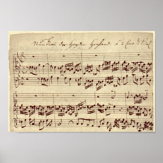 Alte Musiknoten - Bach-Musikblatt Poster (Vorne)
