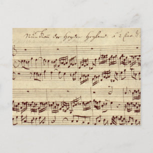 Alte Musiknoten - Bach-Musikblatt Postkarte