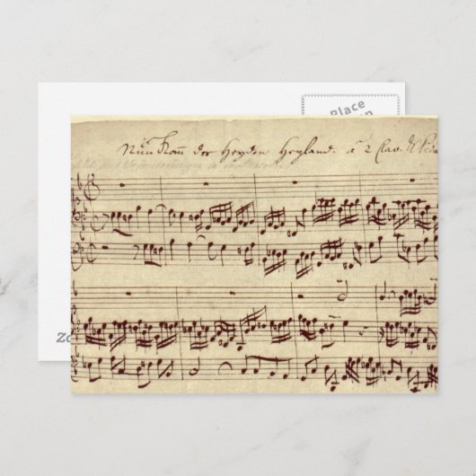 Alte Musiknoten - Bach-Musikblatt Postkarte (Vorne/Hinten)