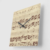 Alte Musiknoten - Bach-Musikblatt Quadratische Wanduhr (Winkel)