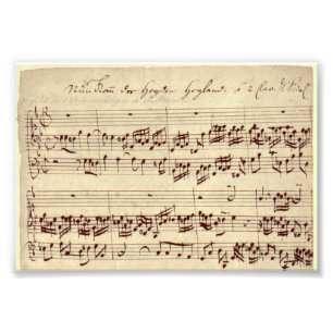 Alte Musiknoten - Bach Notenblatt Fotodruck