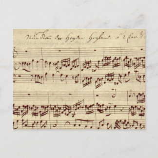 Alte Musiknoten - Bach Notenblatt Postkarte