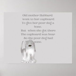 Alte Mutter Hubbard Cartoon Spaß in Grau Poster