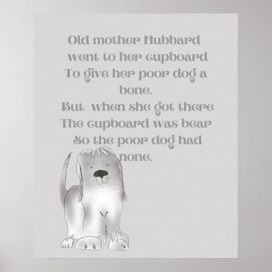 Alte Mutter Hubbard in Grau Poster (Vorne)