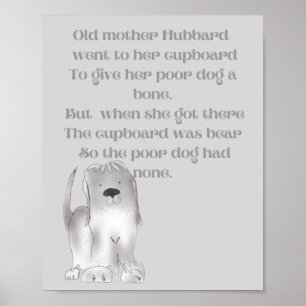 Alte Mutter Hubbard niedlicher Cartoon Spaß in Gra Poster