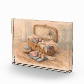 Alte Nähkorb Cottagecore Pastell Fotoblock (Rechts)