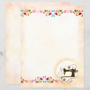 Alte Nähmaschine Blumen Briefpapier
