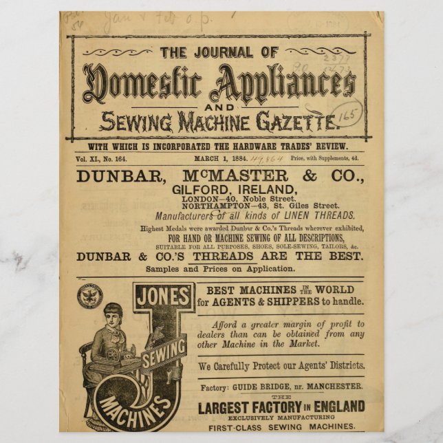 Alte Nähmaschine Katalog Seite Scrapbook Papier (Vorderseite)