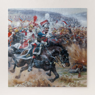 Alte napoleonische Schlacht Szene Malerei Leipzig  Puzzle