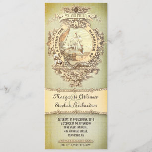 alte nautische Hochzeitskarten im Vintage-Stil Einladung