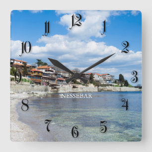 Alte Nessebar. Bulgarien Quadratische Wanduhr