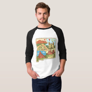 Alte New Mexico State Karte Albuquerque Las Vegas T-Shirt