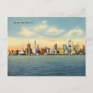 Alte New Yorker Skyline über das Wasser Postkarte