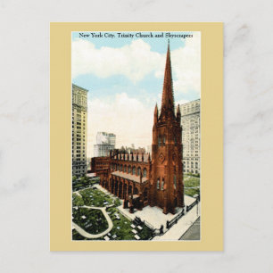 Alte New Yorker Trinity Church, Wolkenkratzer Postkarte