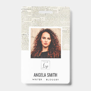ALTE NEWSPAPER TEXTURE EMPLOYEE FOTO BARCODE NAME AUSWEIS