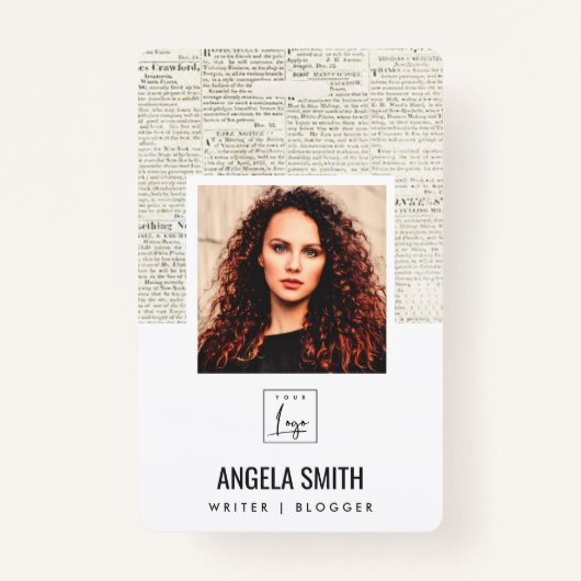 ALTE NEWSPAPER TEXTURE EMPLOYEE FOTO BARCODE NAME AUSWEIS (Vorderseite)