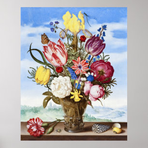 Alte niederländische Blumenstilleben des Goldenen  Poster