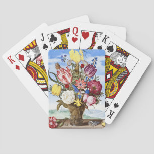 Alte niederländische Blumenstilleben des Goldenen  Spielkarten