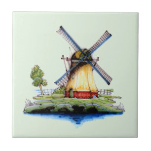 Alte niederländische Windmühle Fliese