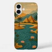 Alte Nile Mystique Pyramids Gold Aquamarin Case-Mate iPhone Hülle (Rückseite)