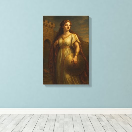 Alte Noblefrau mit Schild an der Burg (Insitu (Holzboden))