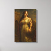 Alte Noblefrau mit Schild an der Burg (Vorderseite)