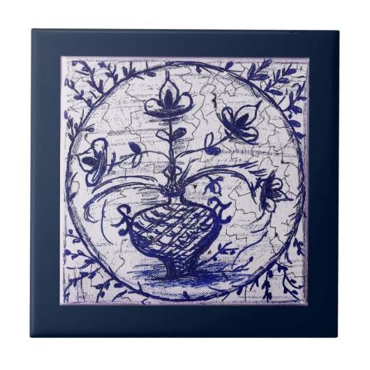 Alte norddeutsche Kachel, Vintage Keramik Fliese (Vorderseite)