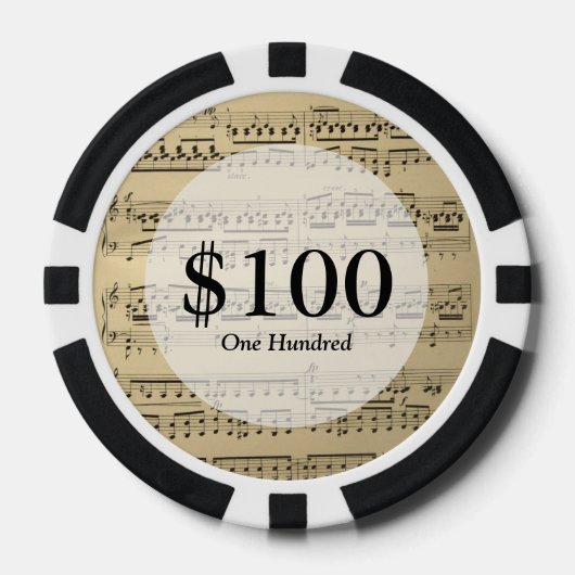 Alte Notenblätter Pokerchips (Vorderseite)