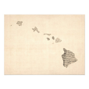 Alte Notenen-Karte von Hawaii Fotodruck