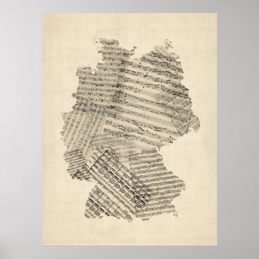 Alte Notenkarte Deutschland Karte Poster (Vorne)