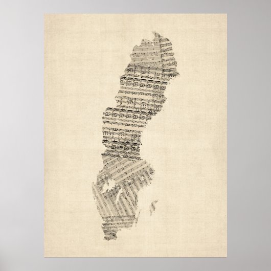 Alte Notenkarte Schwedens Poster (Vorne)