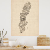 Alte Notenkarte Schwedens Poster (Küche)