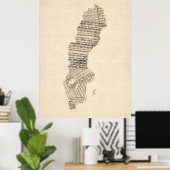Alte Notenkarte Schwedens Poster (Heimbüro)