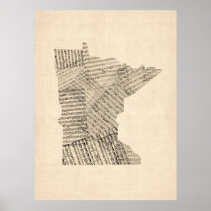 Alte Notenkarte von Minnesota Poster