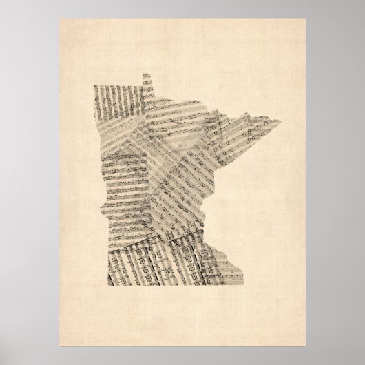 Alte Notenkarte von Minnesota Poster (Vorne)
