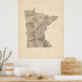 Alte Notenkarte von Minnesota Poster (Küche)