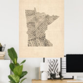 Alte Notenkarte von Minnesota Poster (Heimbüro)