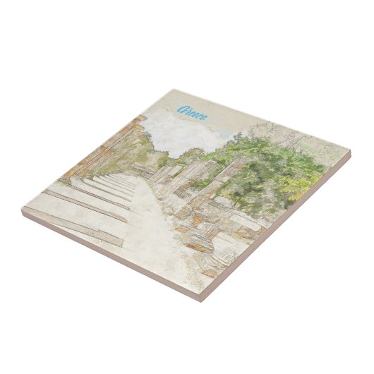 Alte Olympia Ruins Sketch Keramik Tile Wall Dec Fliese (Seite)