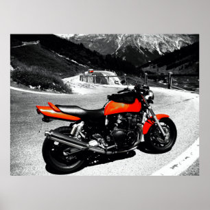 alte orangefarbene Motorrad Poster