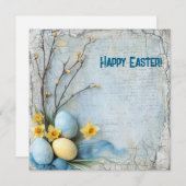 Alte Ostereier und Narzissen Feiertagskarte (Vorne/Hinten)