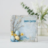 Alte Ostereier und Narzissen Feiertagskarte (Stehend Vorderseite)