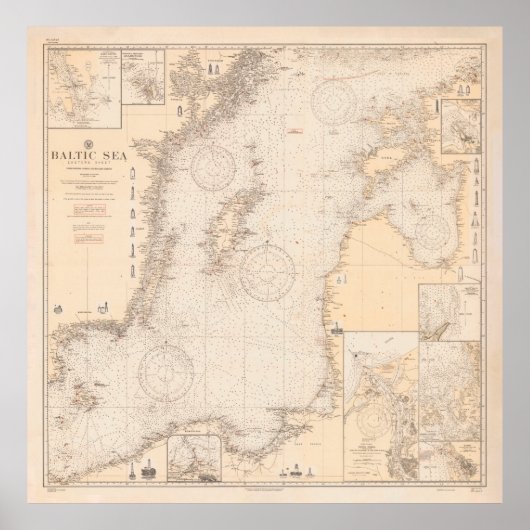 Alte Ostsee-Karte (1923) Poster (Vorne)