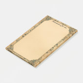 Alte Papierrahmen und blaue Blumen Post-it Klebezettel (angewinkelt)