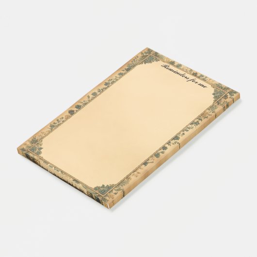 Alte Papierrahmen und blaue Blumen Post-it Klebezettel (angewinkelt)